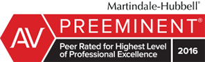 Martindale Hubbell AV Preeminent Peer rated for highest level of professional Excellence 2016